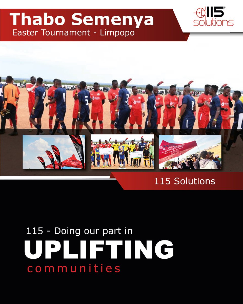 115soIutions's tweet photo. 115 Weekend Fun - As proud sponsors of the Thabo Semenya Easter Tournament this past weekend we dedicated ourselves in uplifting our country’s youth and giving back into the community 

#115Solutions #communitydevelopment 
#eastertournament https://t.co/nkOuVs9i9n