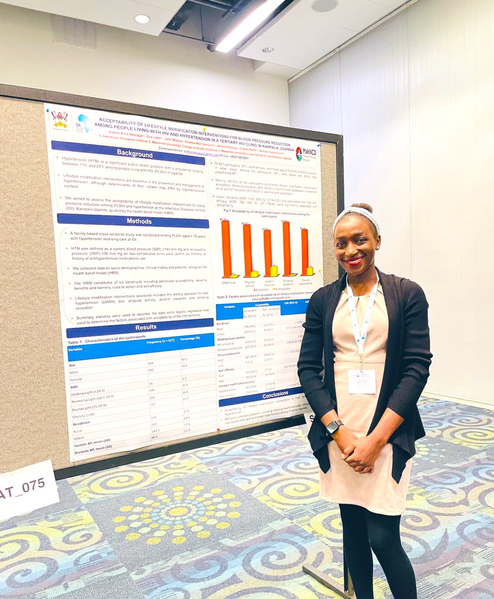 Presenting research findings at the #CUGH2023……..Acceptability of lifestyle modification interventions like diet, physical activity & alcohol reduction is high among PLWH & hypertension. Behavioural change programs are necessary & beneficial for this population…