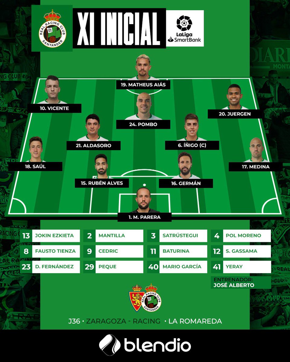 realracingclub's tweet photo. 🚨 ¡Ya tenemos el once racinguista que partirá de inicio hoy ante el @RealZaragoza! ✅ #RealZaragozaRacing #LaLigaSmartBank https://t.co/rzJaCsA5zq
