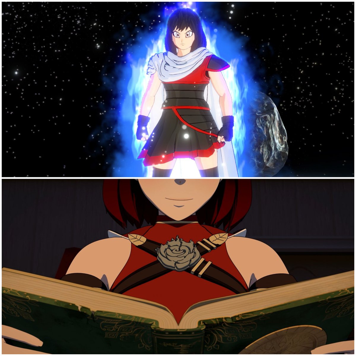 JamJams516's tweet image. So this is how the Episode starts huh? Amazing. Good to see Summer plus new attire for her. For lore, if Myra wished to see her again, she'll definitely cry to see her sister again. @MyraBlaze  #volume9 #dragonballxenoverse2 #RWBY #summerrose