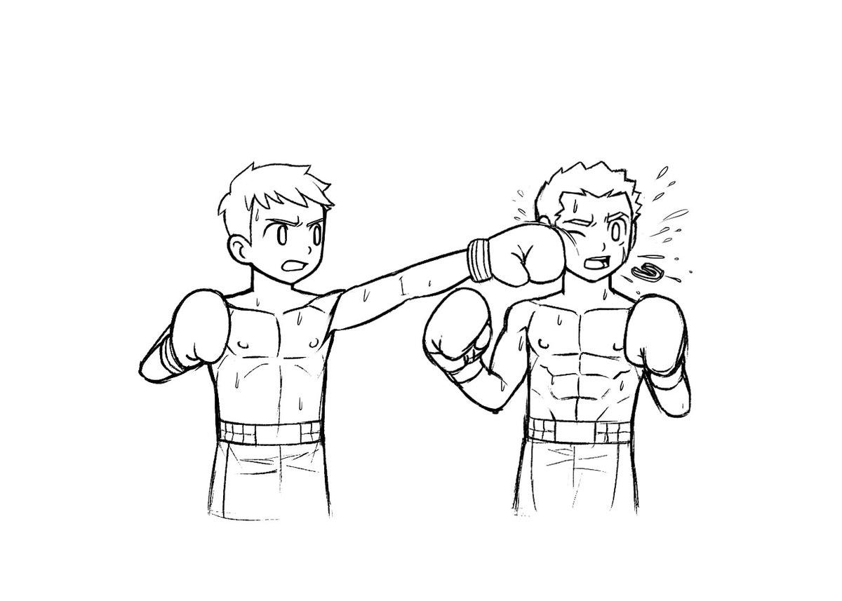 BlueEdgeBoxing's tweet photo. A line art of a fight between Alex Lloyd and the artist's character, Onyx.

Alex connects a stiff jab onto Onyx's jaw, knocking his mouthpiece out!

From his expression, Onyx is in shock and pain!

Requested Artwork drawn by a friend of mine

Artwork &amp; Onyx by EnigFog
#BlueEdge https://t.co/MocAsqE1B6