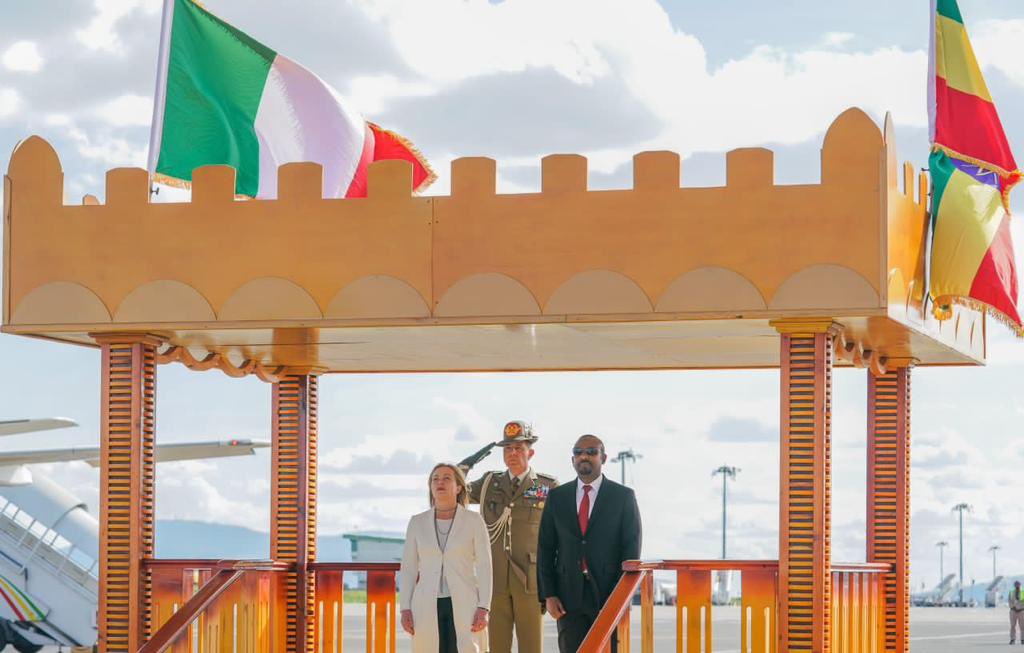 KirkosW5's tweet photo. I welcome Italy’s Prime Minister Georgia Meloni @GiorgiaMeloni on a two day official visit to #Ethiopia. The visit is instrumental in further strengthening the ties between our two countries. https://t.co/uBC3NoN6Sw