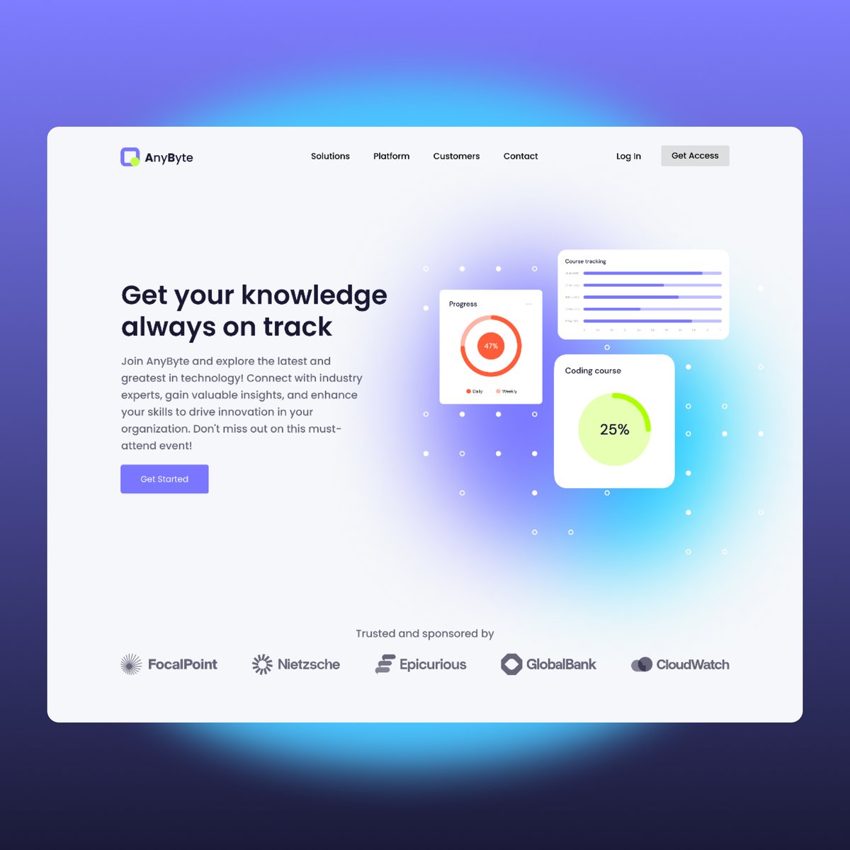 micwebcreation's tweet image. Check out my Fiverr gigs fiverr.com/michael_tara I'm Available for UI design project DM Me  Today's design: Introducing AnyByte, a tech educational platform that provides various courses on IT technology. #webdesign #landingpage