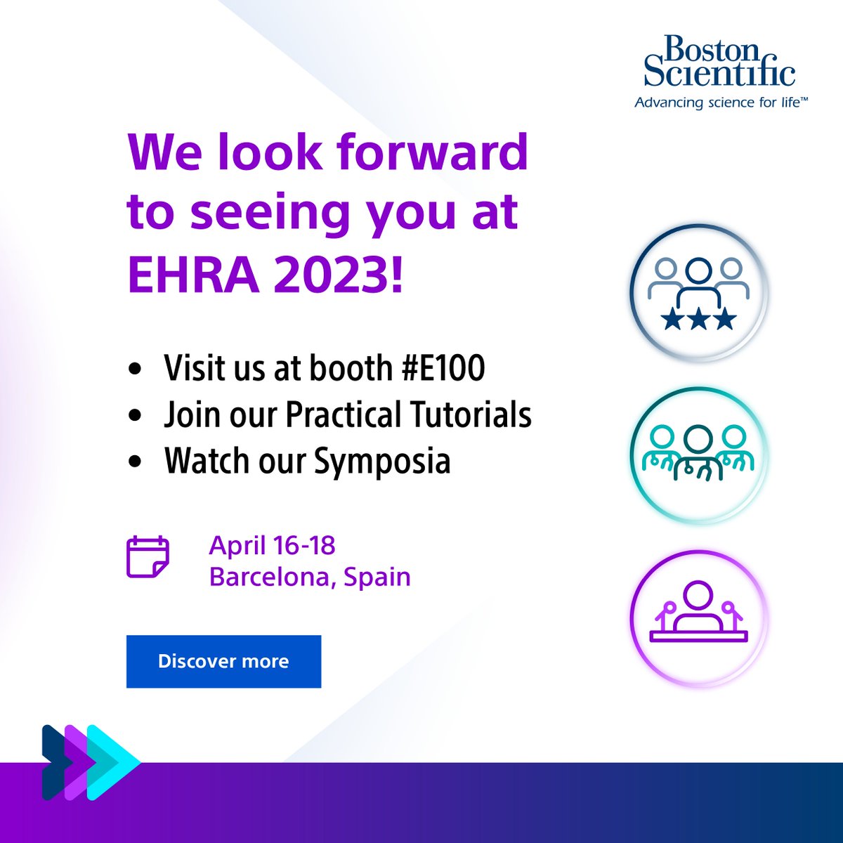 We're looking forward to meet the #healthcare community tomorrow at #EHRA2023. Visit us at booth E100 to learn from leaders in #electrophysiology about the latest clinical data and our innovative technologies. 
Discover more: bit.ly/40cNsYj
#BSCEMEA