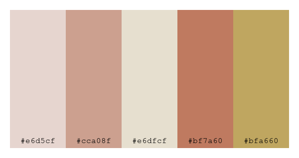 ColPaletteBot's tweet photo. Beep beep, here's a pretty color palette for you!
color-scheme.js parameters used:
- hue: 231
- variation: soft
- colors: #e6d5cf, #cca08f, #e6dfcf, #bf7a60, #bfa660
Have a lovely day!
#twitterbot #colorpalette #colors #palette #prettycolors https://t.co/03KkAxWm4I