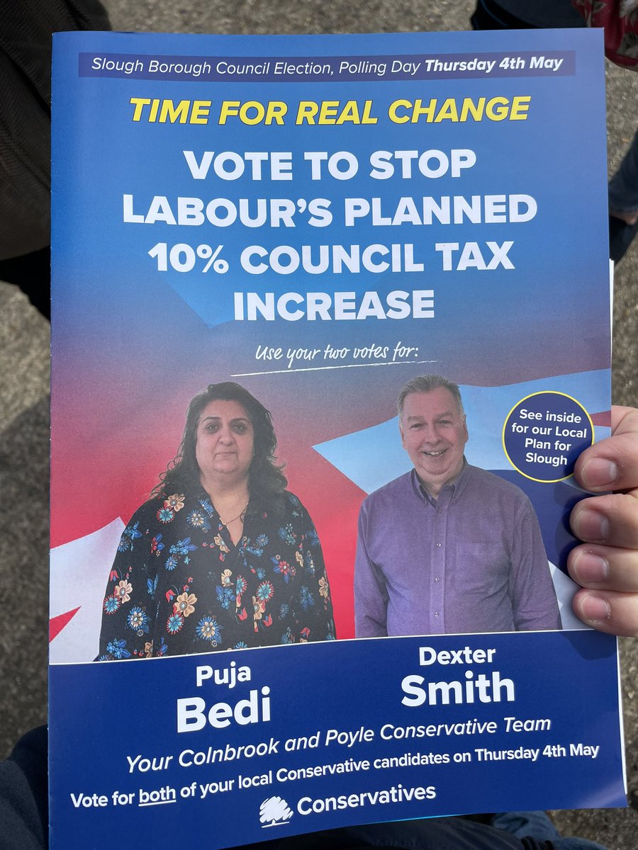 jackmrankin's tweet photo. Enjoyable morning with @PujaBK, @matthew_barber, @tania_mathias & Dexter S in #Colnbrook & #Poyle

#19DaysToGo until local elections, please support your local @Conservatives for:

🔵 Lower council tax 
🔵 Better quality local services 
🔵 Value for money

@WindsorTories @CCACllrs