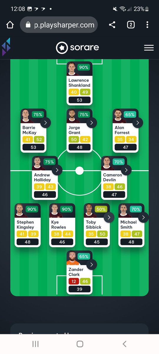 Roebuckio's tweet photo. Hearts v Hibs today
Full house on the Hearts prediction which I'm pleased with the Gk, wingers and CDMs.
Hibs a couple wrong didn't see JDH before Josh coming and Hanlon made it #sorare #playsharper #lineuppredictions https://t.co/z3y6nNTOcX