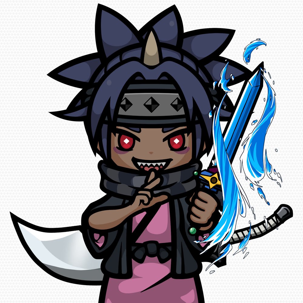 CRYPTO NINJA WORLD Evolution 2nd🥷🌏✨
市松模様のスカーフを巻いたアウン🧣
着物と水のエフェクト剣もかっこいいです🗡️🌊

#STARTJPN #CNW #KOUSEI <a href="/KzcHArt/">KOUSEI | START Land Founder CEO</a>