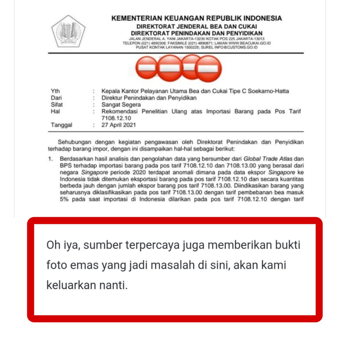 pn7l7h's tweet photo. Skandal Impor Emas mulai menarik. 

Kasusnya harus terus di kawal karena menyangkut banyak pihak, termasuk Sekjen Kemenkeu Heru Pambudi yg namanya di sebut dalam skandal.

Sekarang tinggal nunggu KPK yg keluarkan bukti atau KPK nunggu bukti2 keluar dari Netizen nih???
😌 https://t.co/Z3kc34f23w