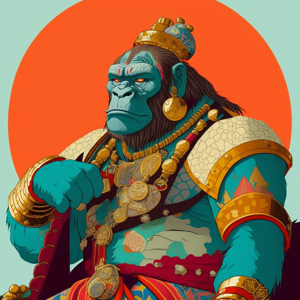 SimianSamurais's tweet photo. Mongol Gorilla #2 is a fierce and powerful conqueror in the "Simian Samurai's" NFT collection. Dressed in the armor of a Mongol warrior, this intimidating gorilla is ready to lead his troops into battle.

#NFT #nftcollector #NFTCommunity #Artists 

https://t.co/BCO0ZPSHLC https://t.co/csaOXmVZTo