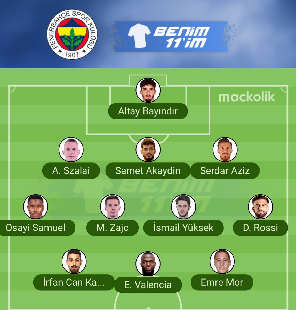 ⁦<a href="/Fenerbahce/">Fenerbahçe SK</a>⁩ bugün bu dizilişle çikarsa en 4 atariz 🥰🥰