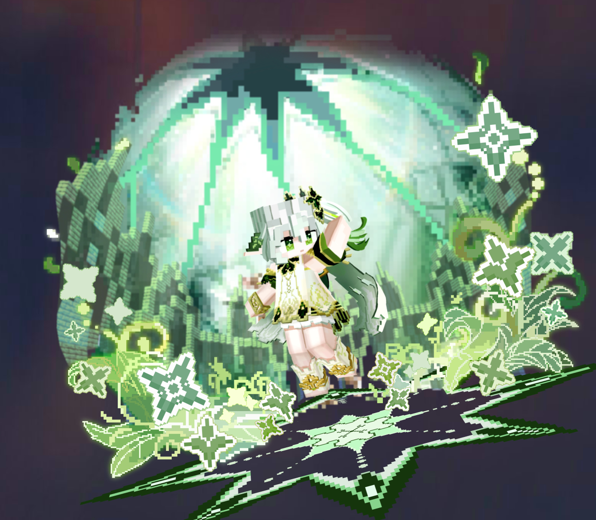 纳西妲，但是MC #Minecraft #我的世界 #原神 #GenshinImpact #纳西妲 #Nahida #Kusanali pixiv.net/artworks/10720…
