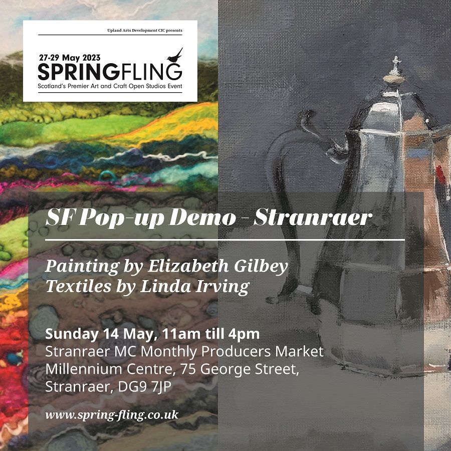 Our 6 suggested routes start with BLUE in the west. Brochure cover shows the Mull of Galloway. The 15 Blue Route studios include 3 newcomers, and range from ceramics to hats. There'll be 2 bus tours; and a preview pop-up demo Sun. 14th May.
Full details: spring-fling.co.uk