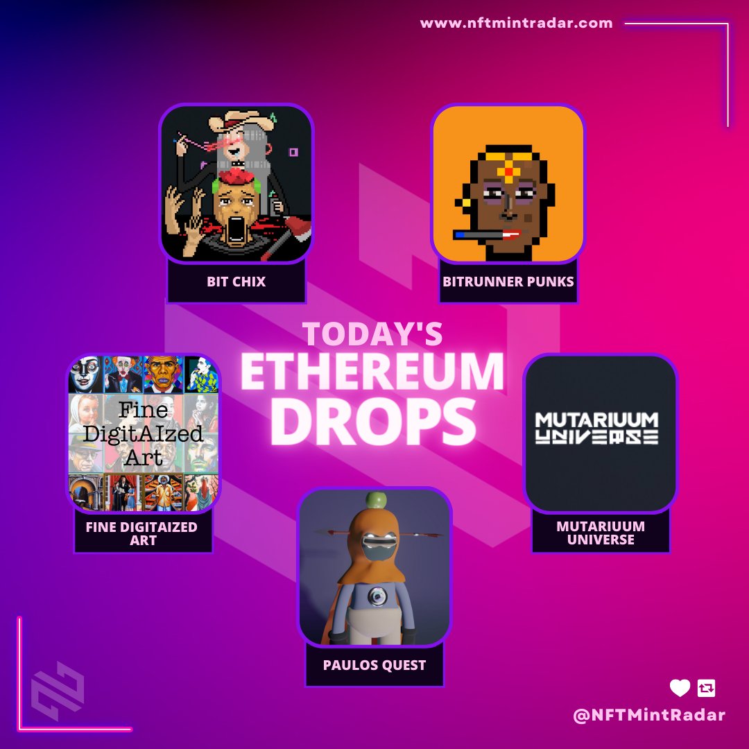 NFTMintRadar's tweet photo. πDon't miss out on the hottest Ethereum mints of the day!π
π 15th April
π£@Paulos_quest-0.027β°
π£@CompatibleArts-0.0975β°
π£@bitrunnerpunk-0.007β°
π£@Bit_Chix-0.03β°
π£@PlayMutariuum-0.059β°
#NFT #NFTs #NFTdrops #NFTCommunity
Check it out now β¬
https://t.co/eEsfqOR4Ge https://t.co/xE2BeGxfjo