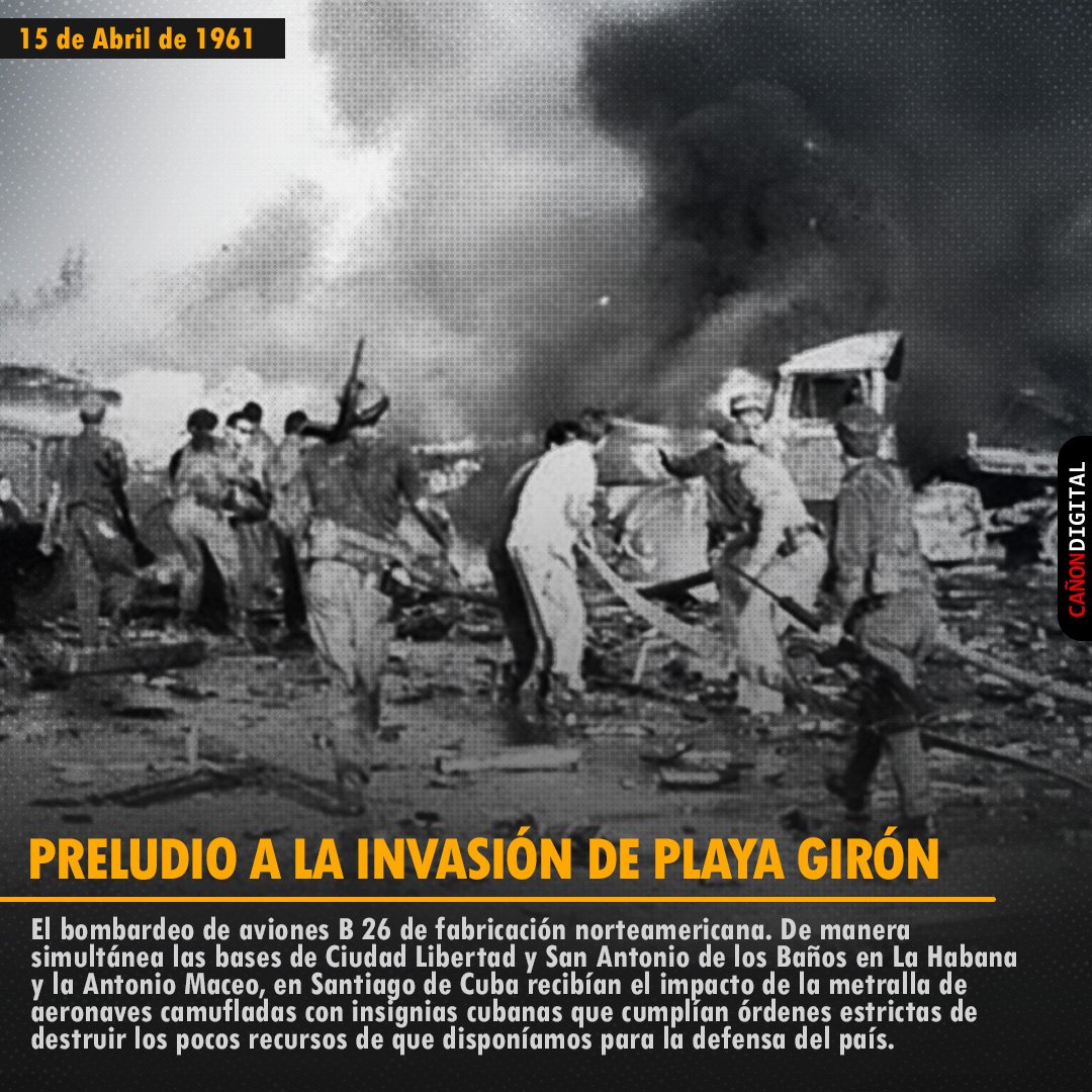 El 15 de abril de 1961, preludio a la invasión mercenaria por Playa Girón, aviones B-26 camuflados con insignias cubanas atacaron simultáneamente el aeropuerto de Ciudad Libertad (en la capital de #Cuba). #Nicaragua