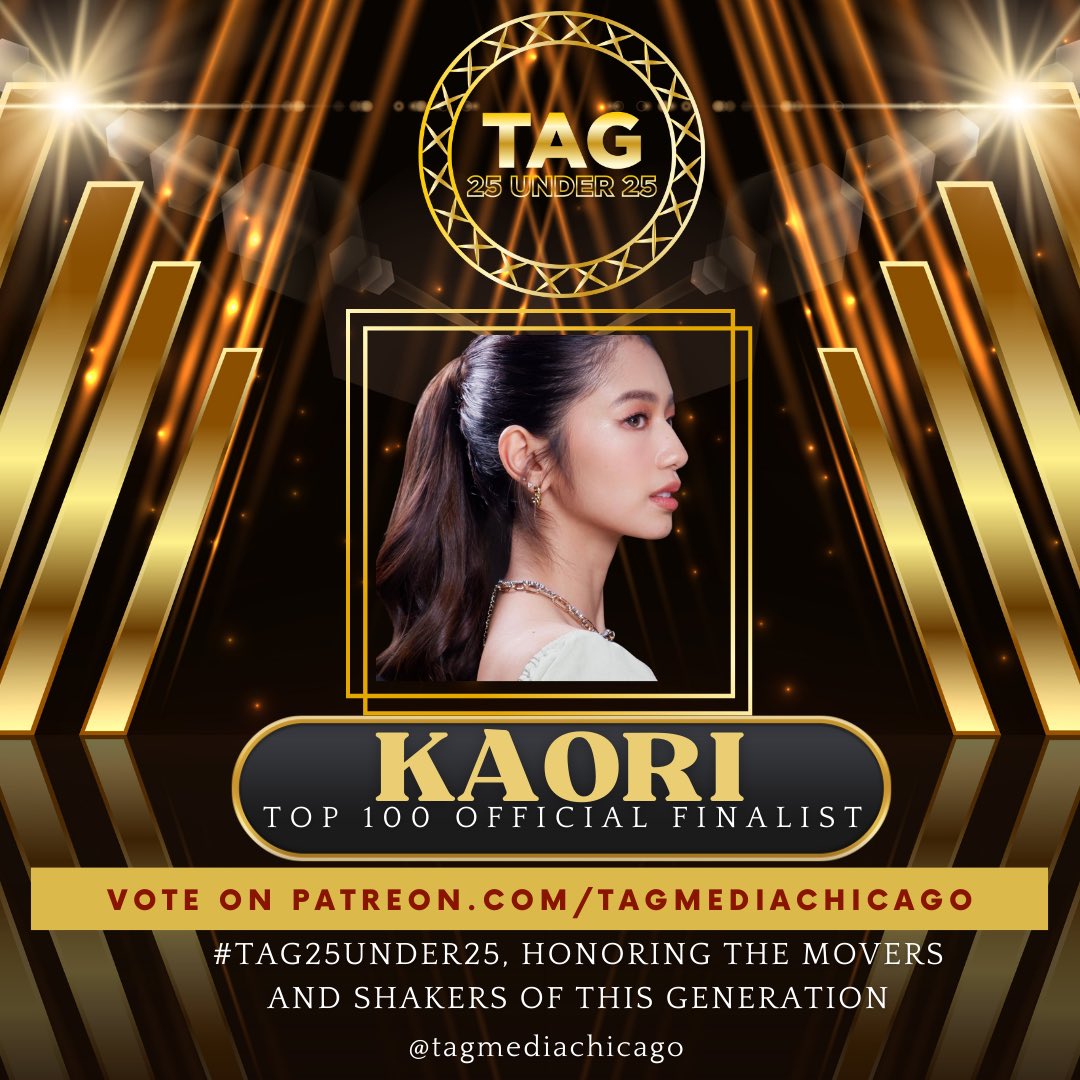 tagmediachicago's tweet photo. ✨The Filipino-American community here in Chicago proudly presents our most prestigious batch of awards yet, introducing #TAG25Under25 honoring the movers and shakers of this generation. 

The first 100 days of 2023 (January 1 to April 10 nomination period) just revealed your TOP 100 Official Finalists, TAG Fam! 🎉 Congratulations, as you’ve made the cut, #KaoriOinuma  @kaori_oinuma 

Voting lines are now OFFICIALLY OPEN. 25% Social Media Votes + 25% Jury Votes + 50% Patreon Votes will help determine this year’s Top 25 batch of #TAG25Under25 plaque awardees + a special feature on our first ever BILLBOARD in the heart of Chicago, IL USA 🇺🇸 This year’s award recipients will be recognized on December 2023, alongside other esteemed champions of our annual #TAGAwardsChicago 

📣 You may now accelerate your VPP (Voting Points Power) through https://t.co/dI7856TO2p to support your fave celebrity idols, icons, & influencers. Twenty-five (25) weeks of voting period will run from April 15 to October 7, with weekly announcements of current hot picks. 

In alphabetical order, here’s your #TAG25Under25 Top 100 Official Finalists: https://t.co/1eC4is8L69

Disclaimer: This promotion is in no way sponsored, endorsed, administered by, or associated with Facebook, Instagram, YouTube, TikTok, or Twitter.