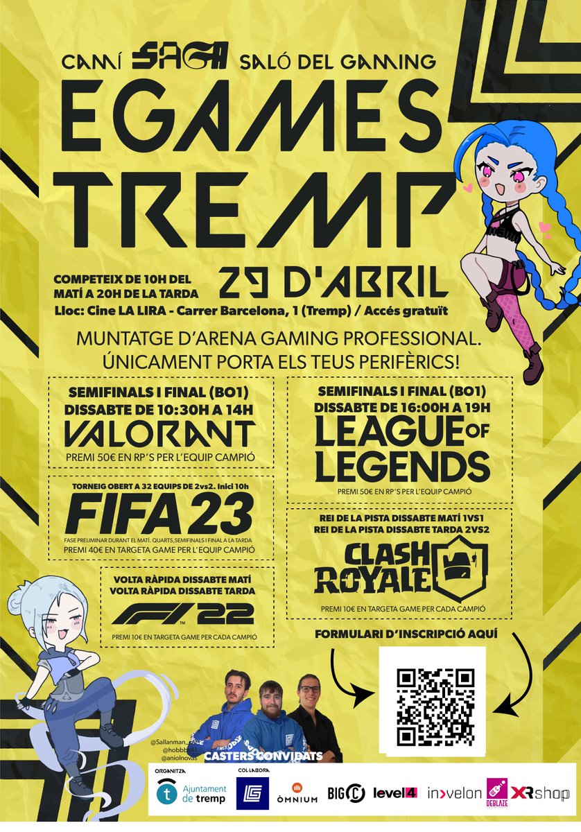 La roda no s'atura i visitarem <a href="/AjTremp/">Ajuntament de Tremp</a> .

El pròxim 29 d'abril aproparem els esports electrònics en català als Pirineus!! No us perdeu els EGAMES de TREMP amb competició de LOL, Valorant, FIFA 23, Clash Royale i FI 22.

Us esperem al Cine LA LIRA (Tremp). Aquí us deixem el