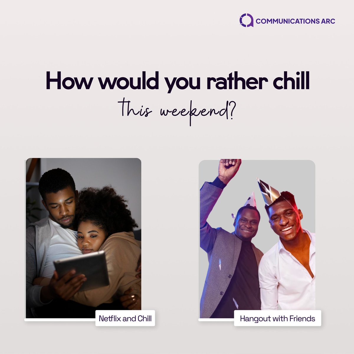 CommsArc's tweet photo. Happy weekend 🤩
Let's know how you would love to enjoy your weekend in the comment section 😉

#weekend https://t.co/2LyvvuqQ7Y