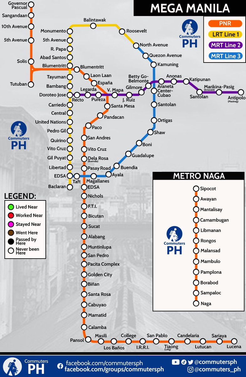 commutersph's tweet photo. ANONG STATIONS NA NAPUNTAHAN MO?
Yung trending ang "My Philippines Travel Level" kaya gumawa kami ng mas attainable na map inspired nung nauuso na yun.
Medyo low tech pero easily editable naman yang picture na yan tuldok-tuldok lang ng kulay.
#CommutersPH #philippinesmap https://t.co/ZIEpKfD4IP