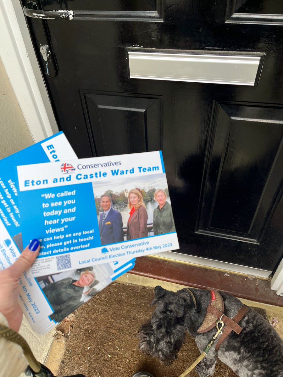 AnnaRobinson84's tweet photo. A team of 9 plus my 🐕‍🦺 🐾 blitzed Eton &amp; Castle ward this morning @WindsorTories!

Postal votes are out next week - you can register for one until Tuesday. 

Vote 🗳️ @Conservatives on 4th May for:
💙 Lower council tax
💙 Better quality services
💙 Value for money 

@WAMTories https://t.co/Omwz0gg8PJ