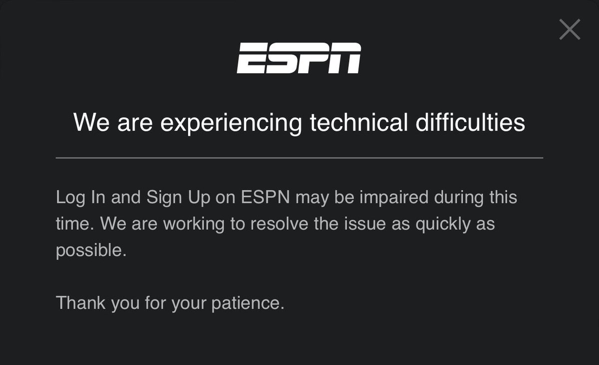 JeffTJD's tweet photo. @ESPNPlusHelp how long is this going to last? Who would have known logging into an account was such a difficult task. https://t.co/PBfi4Hddoo