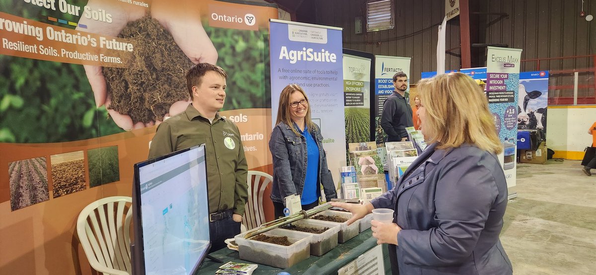 PierretteDesroc's tweet photo. Day2 at Earlton Farm Show! Learn all about #HealthySoil, #AgMaps & #AgriSuite at the @OMAFRA booth, meet our Northern #EcDev Advisors and CropSystems Engineer
Saturday April15th 8:00am to 4:30pm Thank you Minister Thompson for visiting #NorthOnAg https://t.co/8N34qmDEOR