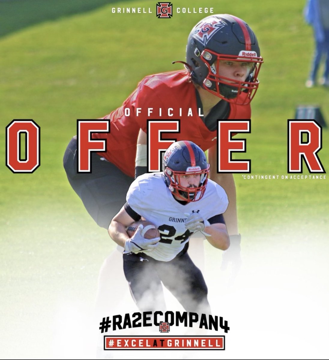 Excited to receive an offer to continue to make an impact on the field and in the classroom @CoachBlalock44 Thank you for this opportunity and I look forward to staying in touch and learning more about @Grinnell_FB #ExcelatGrinnell #RA2ECOMPAN4