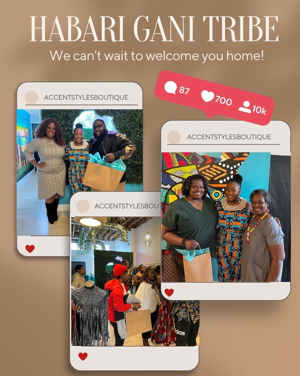 Join us today for a unique opportunity to enjoy shopping with a sip! We can't wait to welcome you home! 

#shopsmall #shoplocal #supportblackbusiness #girlsnightout #kenyancoffee #blackownedcoffee #mood #coffee #weekendmood #weekend #springtime #kenyantea #chai #swahili