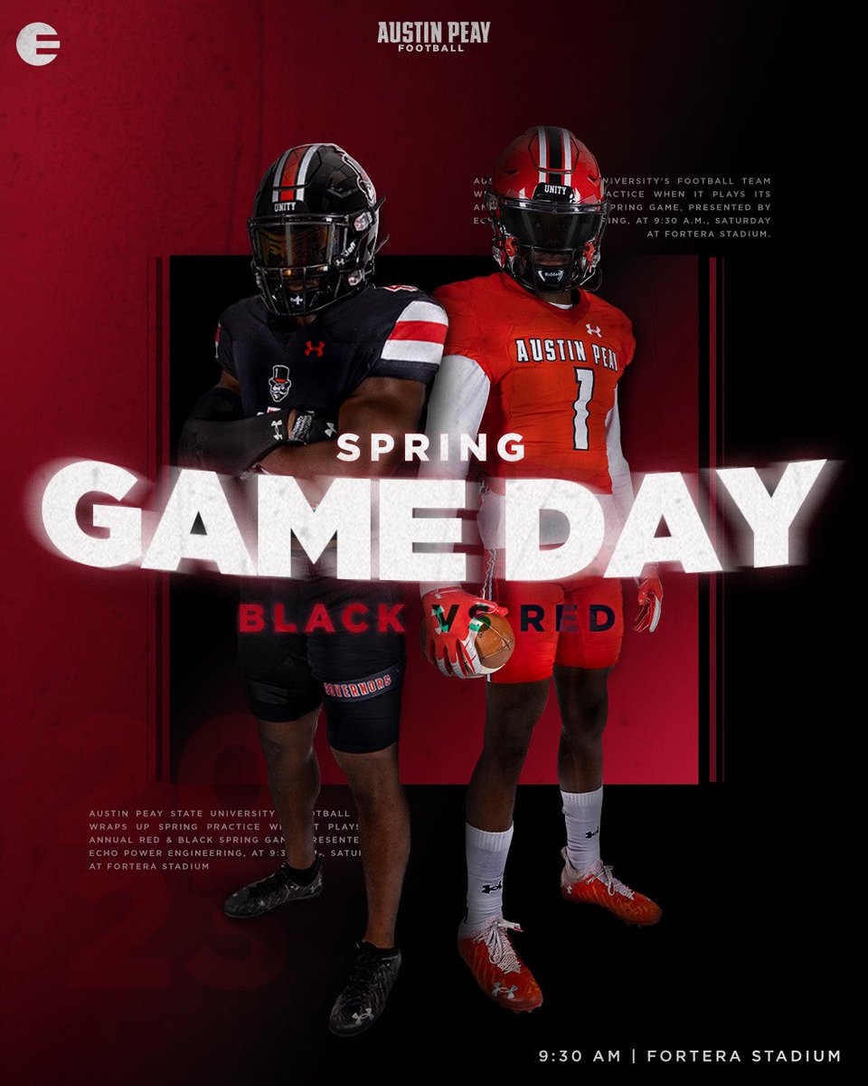 𝗜𝗧’𝗦 𝗦𝗣𝗥𝗜𝗡𝗚 𝗙𝗢𝗢𝗧𝗕𝗔𝗟𝗟 𝗧𝗜𝗠𝗘 𝗜𝗡 #𝗦𝗧𝗔𝗖𝗛𝗘𝗩𝗜𝗟𝗟𝗘‼️ 🎩🏈

🔴𝗥𝗘𝗗🔴 🆚 ⚫️𝗕𝗟𝗔𝗖𝗞⚫️
🕤 9:30 AM
📍 𝗧𝗛𝗘 𝗙𝗢𝗥𝗧
🗞️ --> bit.ly/41gQvA8

#ChaseTheLion | #LetsGoPeay
