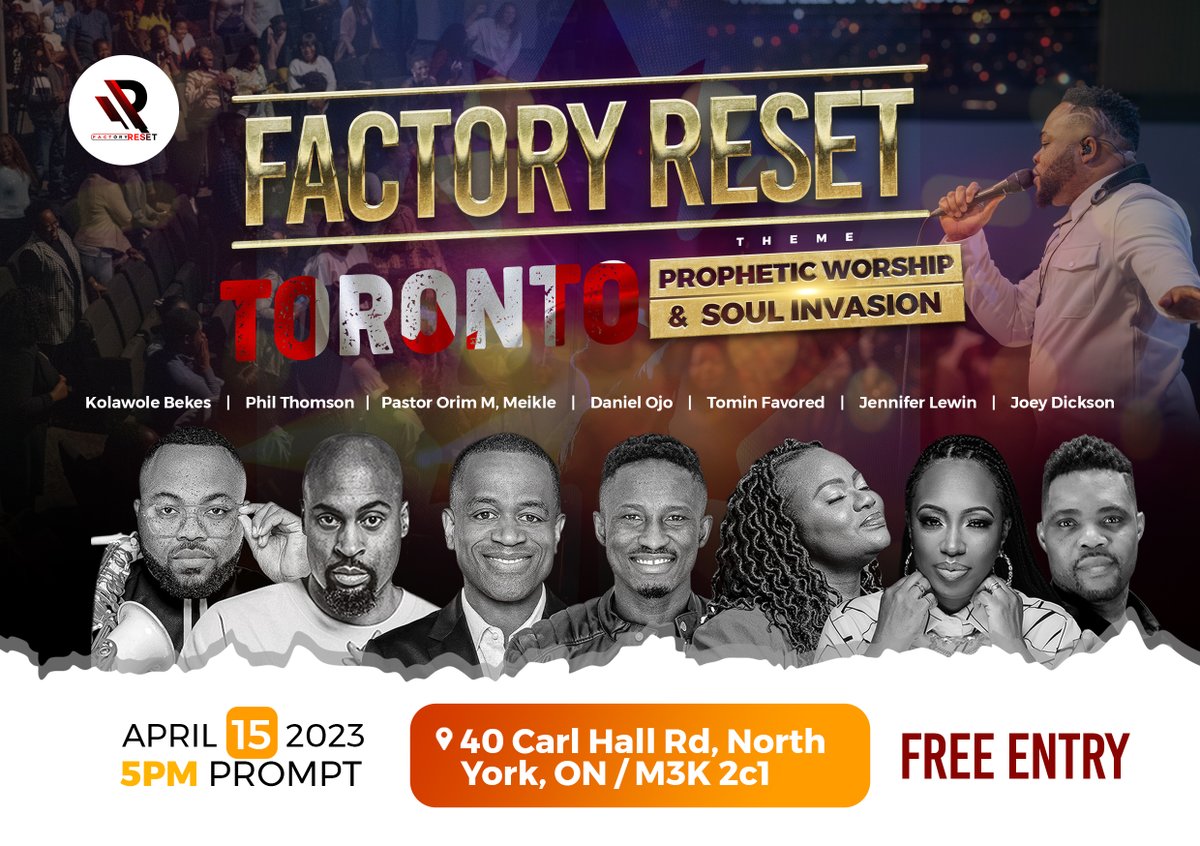 rhemacanada's tweet image. Join  Us TONIGHT !!!
🎉 Factory Reset Toronto 🎉
--------------------------------
5:00 PM  @RhemaTorontoCampus

#factoryreset #toronto #worship #soul