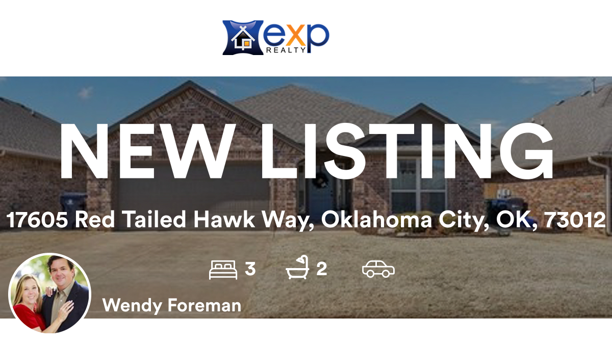 🛌 3 🛀 2
📍 17605 Red Tailed Hawk Way, Oklahoma City, OK, 73012

My latest listing on RateMyAgent.
 139126
rma.reviews/F5wvANiCLzMq

...
#ratemyagent #realestate #eXp_Realty