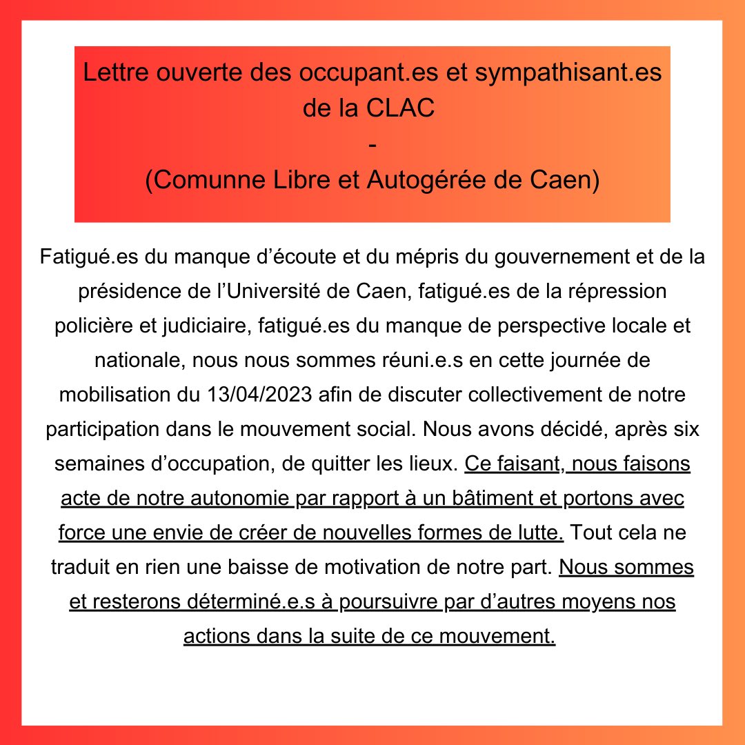 FacEnLutte_Caen's tweet photo. Lettre ouverte des occupant-es et sympathisant-es de la CLAC ✊🏼 https://t.co/al83TB1WyD