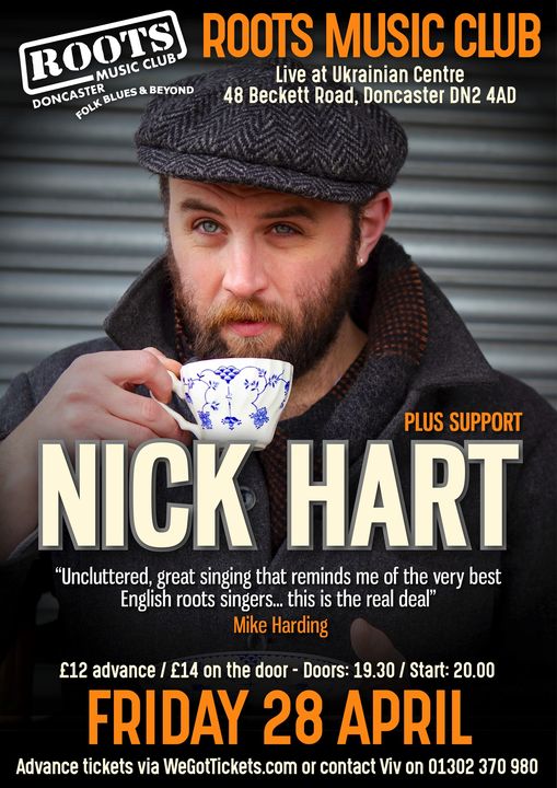 Coming next to the Roots Music Club at the Ukrainian Centre, Doncaster. #nickhart #folk #roots wegottickets.com/event/569426