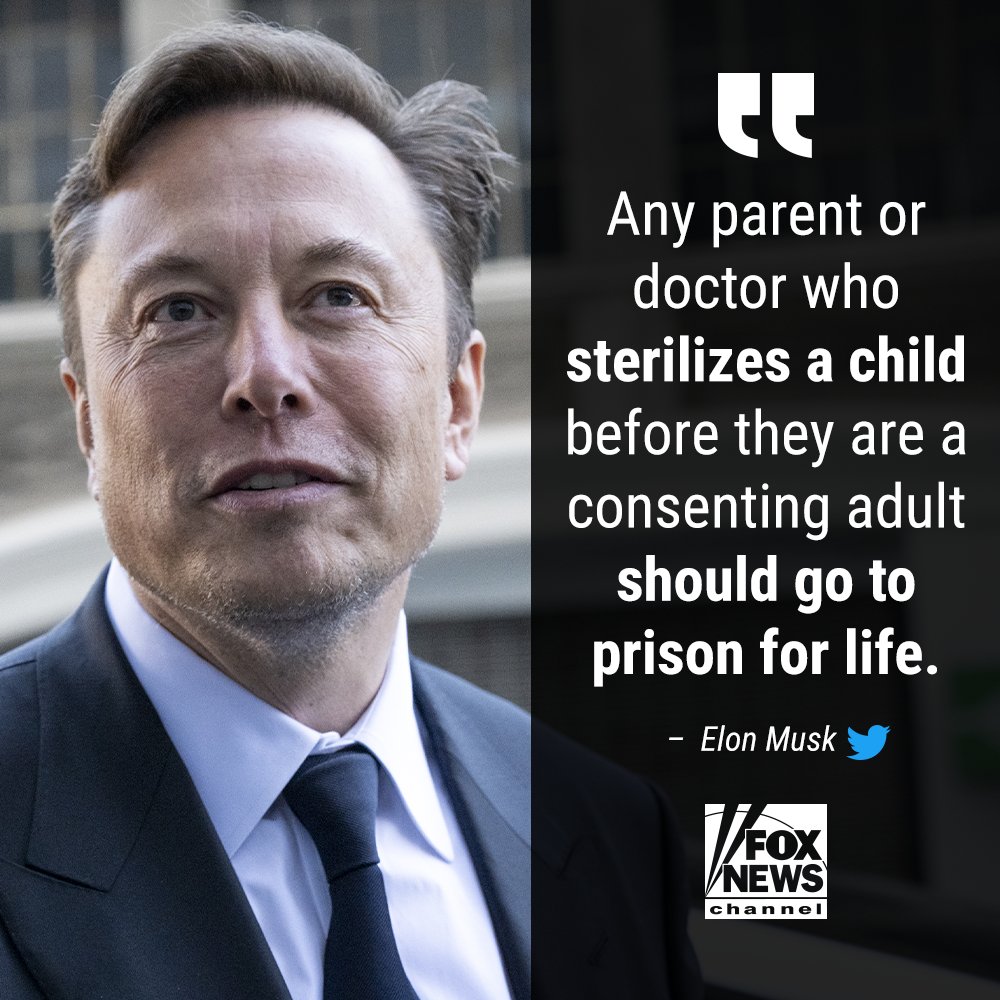 FoxNews's tweet image. 'CHILD ABUSE': @elonmusk weighs in on debate over whether children should undergo transgender medical treatments. fxn.ws/40bIRFu