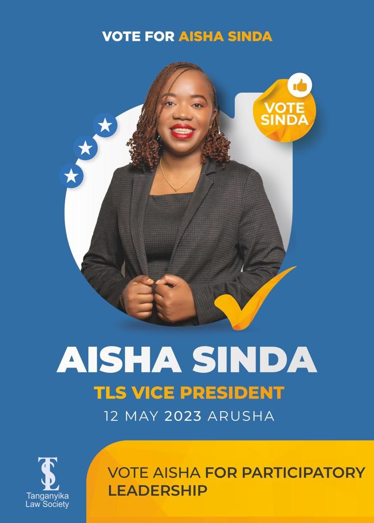 AISHA SINDA <a href="/AishaKeinan/">Aisha-Fifih Keinan</a>
FOR TLS VICE PRESIDENT 
2023-2024
HER AGENDA
1. Reposition TLS as member-driven
2. Align Society with modern business trends
3. A financially empowered TLS
4. Promotion of the rule of law
5. Revamp TLS Legal Aid programme  #Sinda4TLSVicePresident2023