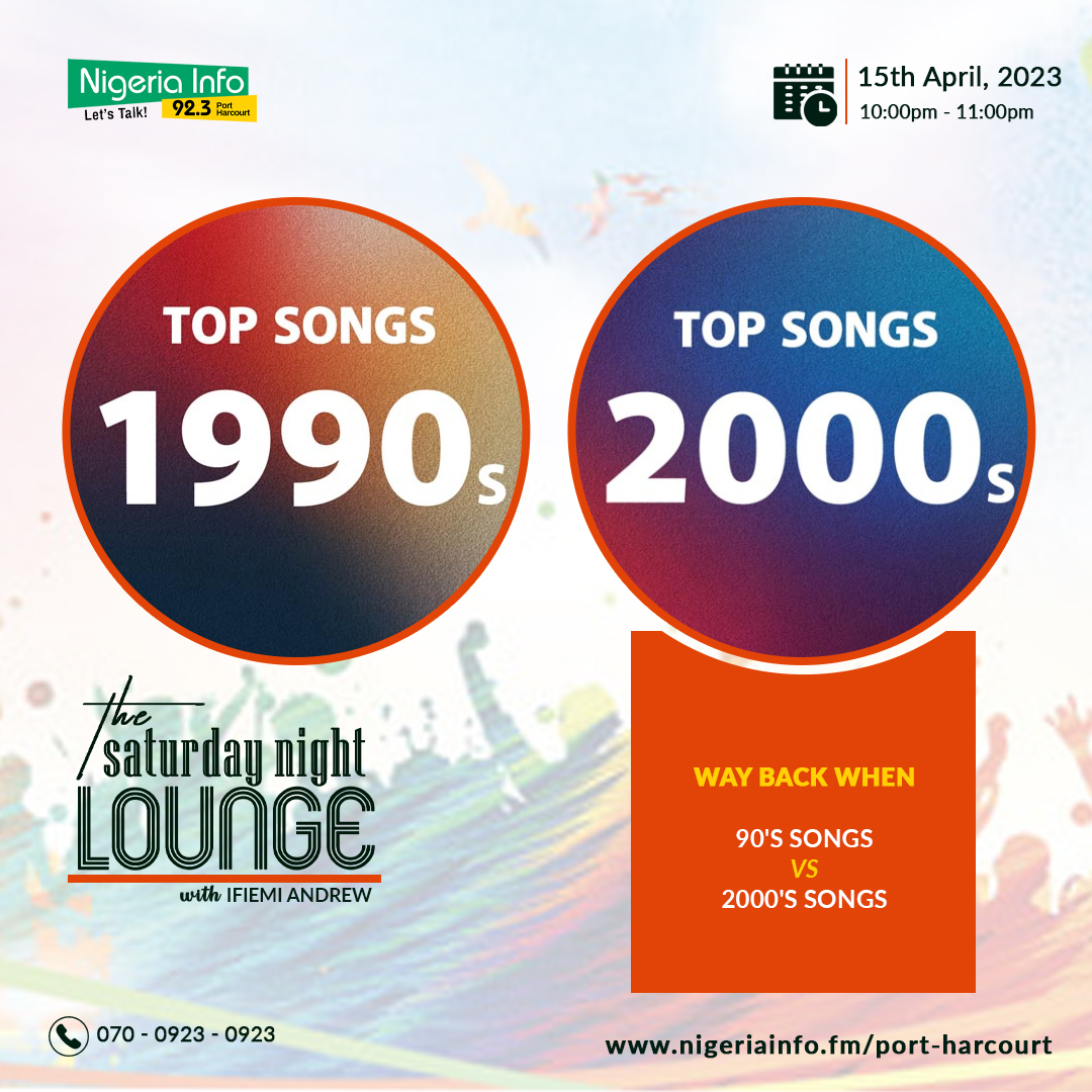 NigeriaInfoPH's tweet photo. Way Back When:

90's songs vs 2000's songs

📌 Was music at its best in the 90's or 2000's

Join @IfiemiAndrew on the #saturdaynightlounge and share your take.

📻Listen: https://t.co/undYVSsgN1

📲070 - 0923 - 0923
.
#NigeriaInfoFM | #LetsTalk https://t.co/SNDGuRaBnb