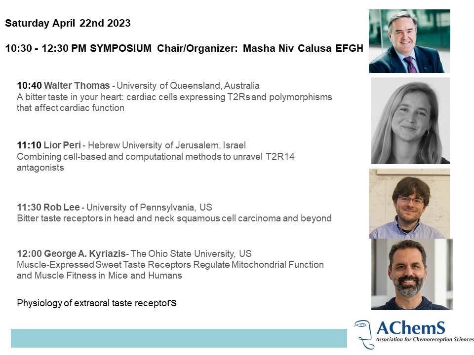 masha_niv's tweet photo. Getting ready for #ACHEMS! https://t.co/PSa2BaQ2GX Honored to organize and chair the symposium on #physiology of #extraoral #taste #receptors https://t.co/Jb2PWp0HB4