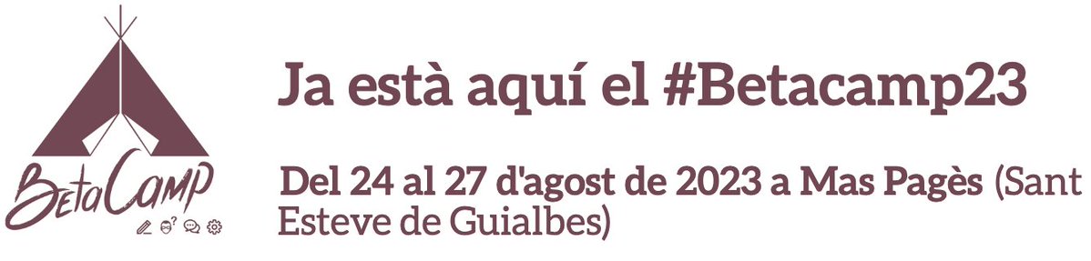 betacamp_edu's tweet photo. El 24, 25, 26 i 27 d'agost torna #betacamp23 Obrim inscripcions per Sant Jordi. Fes-te aquest regal i vine a aprendre, conviure i gaudir com mai amb la colla educativa més rumbera del món educatiu! #tornem #finalment #nohipotsfaltar
Tota la informació a: https://t.co/lIf99Ft2hK https://t.co/xiq7loiuC8