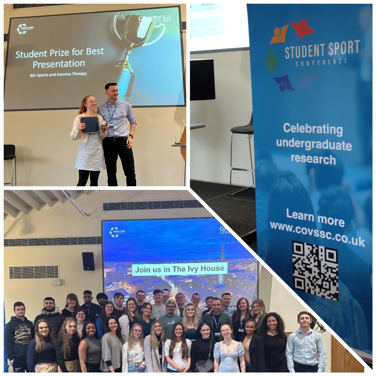 Congratulations to our @SportsTherapyCU final year students who proudly showcased their research projects at the CU Student Sport Conference 23. Wishing you all the very best in your future careers! 🥳 @TheSSTofficial  @CovUni_SELS  @covcampus #gradsportstherapist #sportstherapy