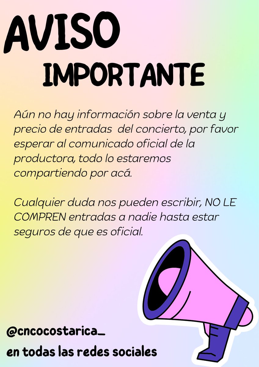 Aviso importante sobre la venta de entradas de CNCO en Costa Rica. 👀👀
