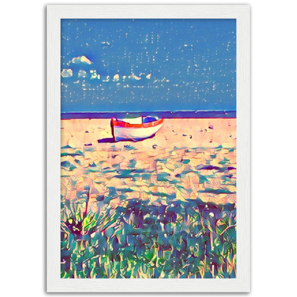 #etsy shop: A4 #BOAT ON #BEACH #FramedPrint , Wooden Framed #Coastal #Ocean #WallArt , #OriginalPainting, #Housewarming Gift, #NauticalDecor #BirthdayGift etsy.me/3mBLZwN #etsygifts #etsysale #etsyshop #etsyseller #etsysale