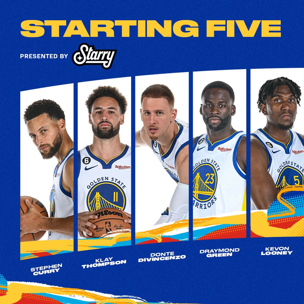 WarriorsShowYo's tweet photo. Tonight’s starting 5 vs the Kings. Andrew Wiggins will come off the bench. https://t.co/efWcVxe7nm