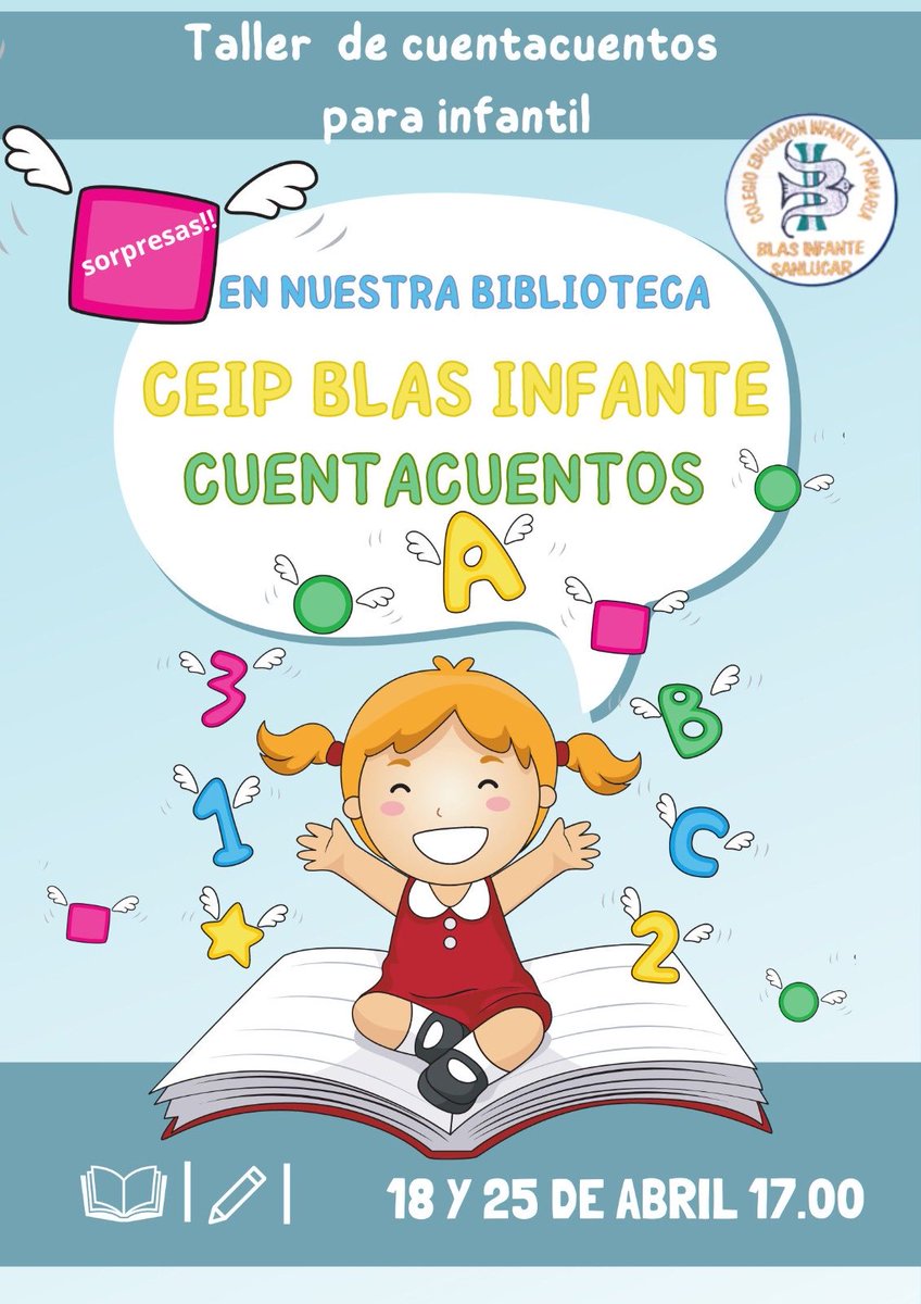 No paramos!!!! Esta semana celebramos el día del 📕 🎊🎉📗📘📚 Empezamos el martes 18 con cuenta cuentos para los más pequeños del cole!! A las 17.00 os esperamos. @proa+ @familias ⁦<a href="/CEIPBlasInfante/">CEIP BLAS INFANTE</a>⁩