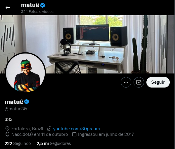 zBiin_'s tweet photo. @3liseuApenas @ricardorc34 Calma meu mano, Matuê está a te observar… https://t.co/r9lOyKomyF