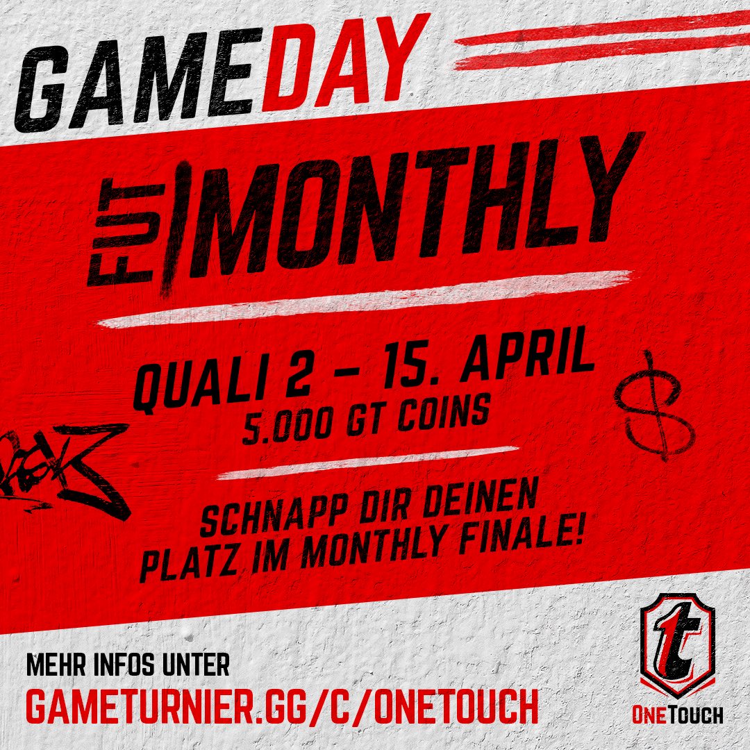🎮⚽️ GAMEDAY ⚽️🎮

Du glaubst, du hast die Skills um unseren Monthly Cup zu gewinnen? 👀

Dann gewinne unsere Quali und sicher dir deinen Platz im Finale! 🔥

gameturnier.ch/c/onetouch

#fifa #efifa #fut23 #onetouch #fut #gaming #schweiz #austria #deutschland