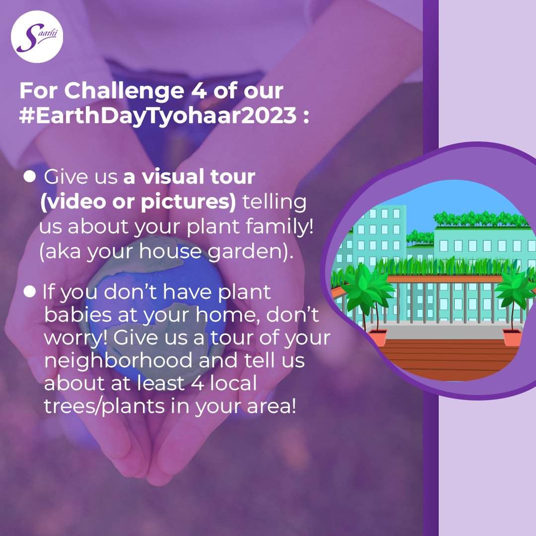SaathiPads's tweet photo. Itβs important to know about the plants around us as they help us appreciate them more π For this challenge head on to our IG account to register and participate!
#Saathipads #earthdaycontest #earthday2023 #earthday #sustainablemenstruation #Localplants #EarthDayTyohaar2023 https://t.co/3jPvRMYr5H