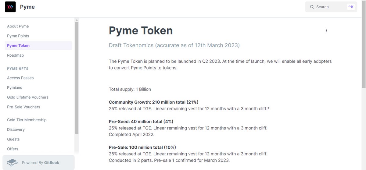 Pyme - pyme.id
Vẫn là mô hình làm quest lấy phần thưởng, ae sẽ có thêm point. Token của dự án sẽ được launch trong Q2/2023 và sẽ được đổi bằng point. 
=> Cày point lấy điểm, coi như là confirm airdrop nha ae