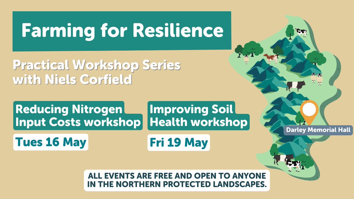 NFFNUK's tweet photo. #NFFNEngland @NidderdaleAONB &amp; NFFN have teamed up to offer free workshops with @niels_corfield for anyone in the Northern Protected landscapes

Reducing Nitrogen Input Costs
🗓️Tues 16 May
🔗 https://t.co/L8VF1Pq2cd

Improving Soil Health
🗓️ Fri 19 May
🔗 https://t.co/4WWuF94oUa https://t.co/wtmUHKC3yJ