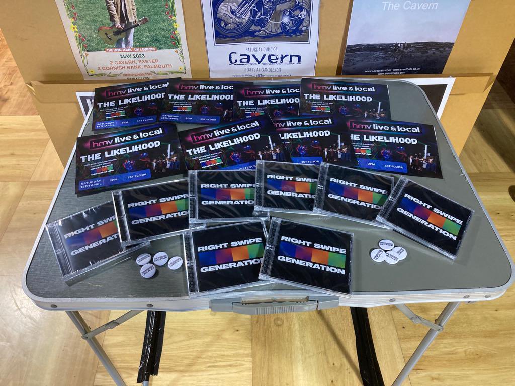 🎶 Live &amp; Local 🎵 <a href="/The_Likelihood/">The Likelihood</a> setting up for their PA this afternoon at 2pm. We also have their cd #RightSwipeGeneration for sale in store. #LiveandLocal #livemusic #hmvForTheFans