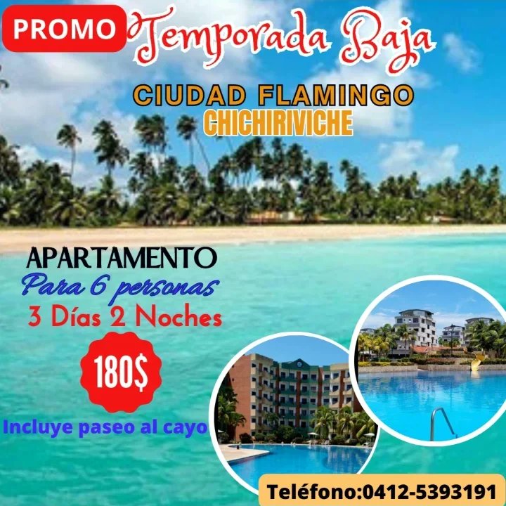 JuliaRiera27's tweet photo. Disfruta un fin de semana en Ciudad Flamingo! 

#Alquiler 
#Chichiriviche
#CiudadFlamingo
#Hospedaje 
#Barquisimeto
#Acarigua
#Maracay
#Caracas
#Valencia
#SanCristobal https://t.co/pSO18CqQzc